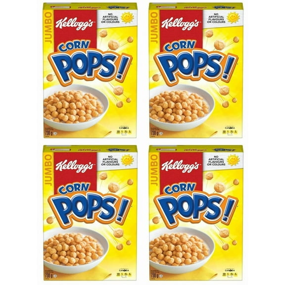 Kellogg's Canadian Corn Pops Cereal, Jumbo Size, 730g (4 Pack)