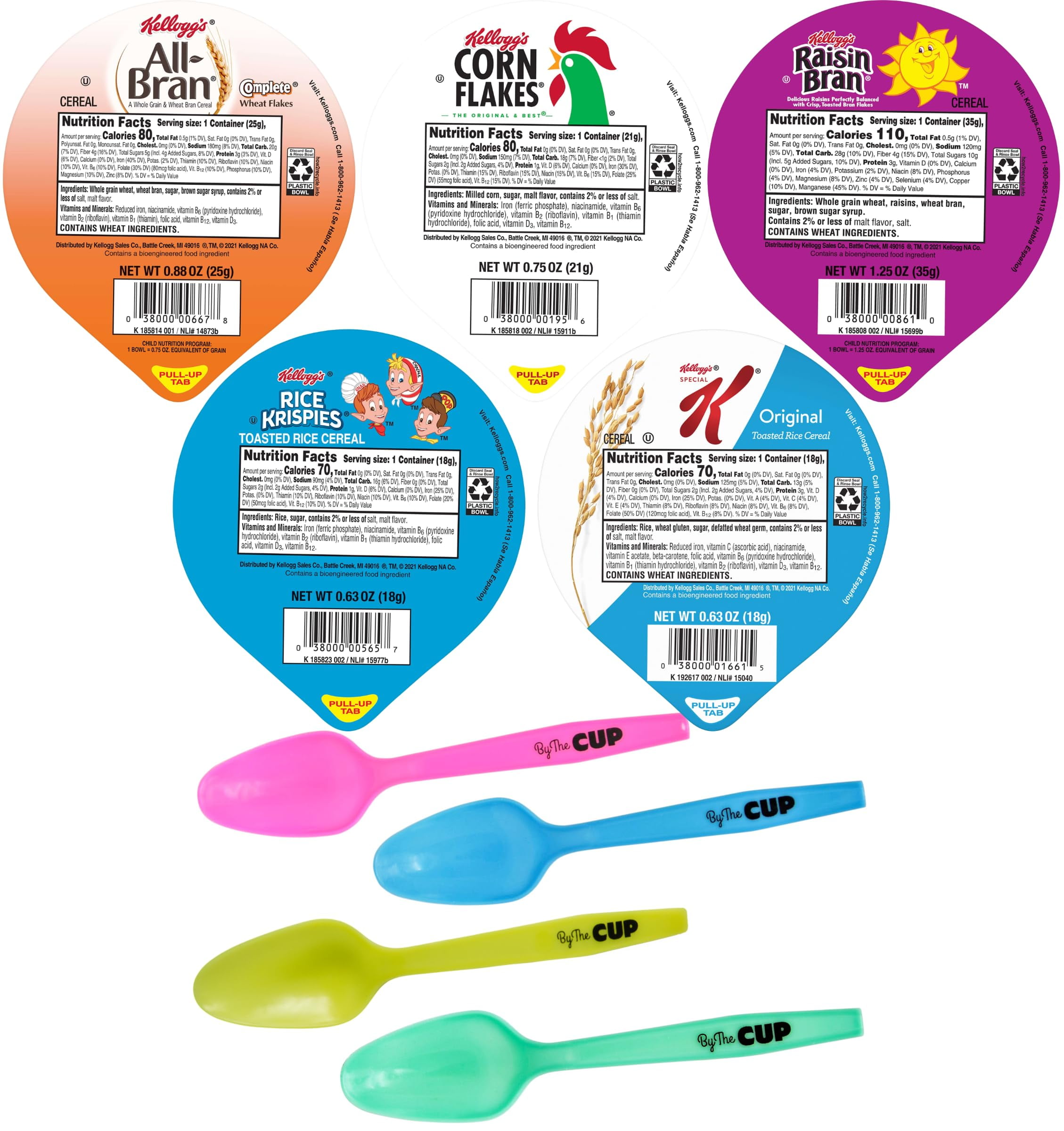 Kellogg's Cereal Cups Variety, AIF4 Special K, All Bran, Raisin Bran