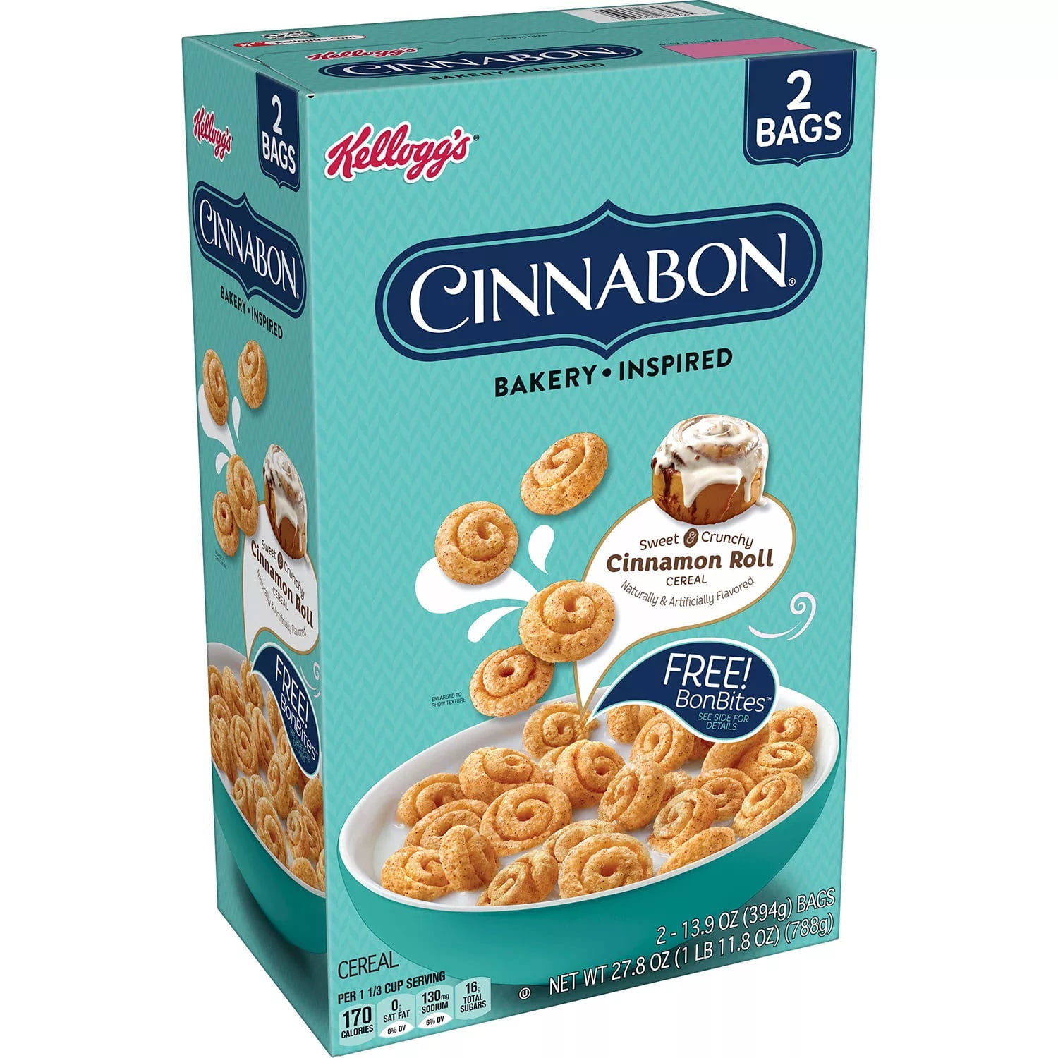 Kellogg's Cinnabon Cinnamon Roll Breakfast Cereal, 27.8 Ounce