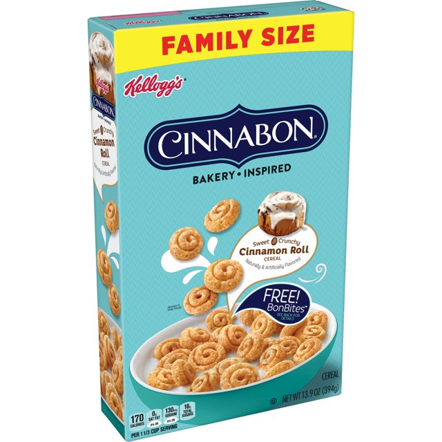 Kellogg's Cinnabon Original Cold Breakfast Cereal, Family Size, 13.9 oz