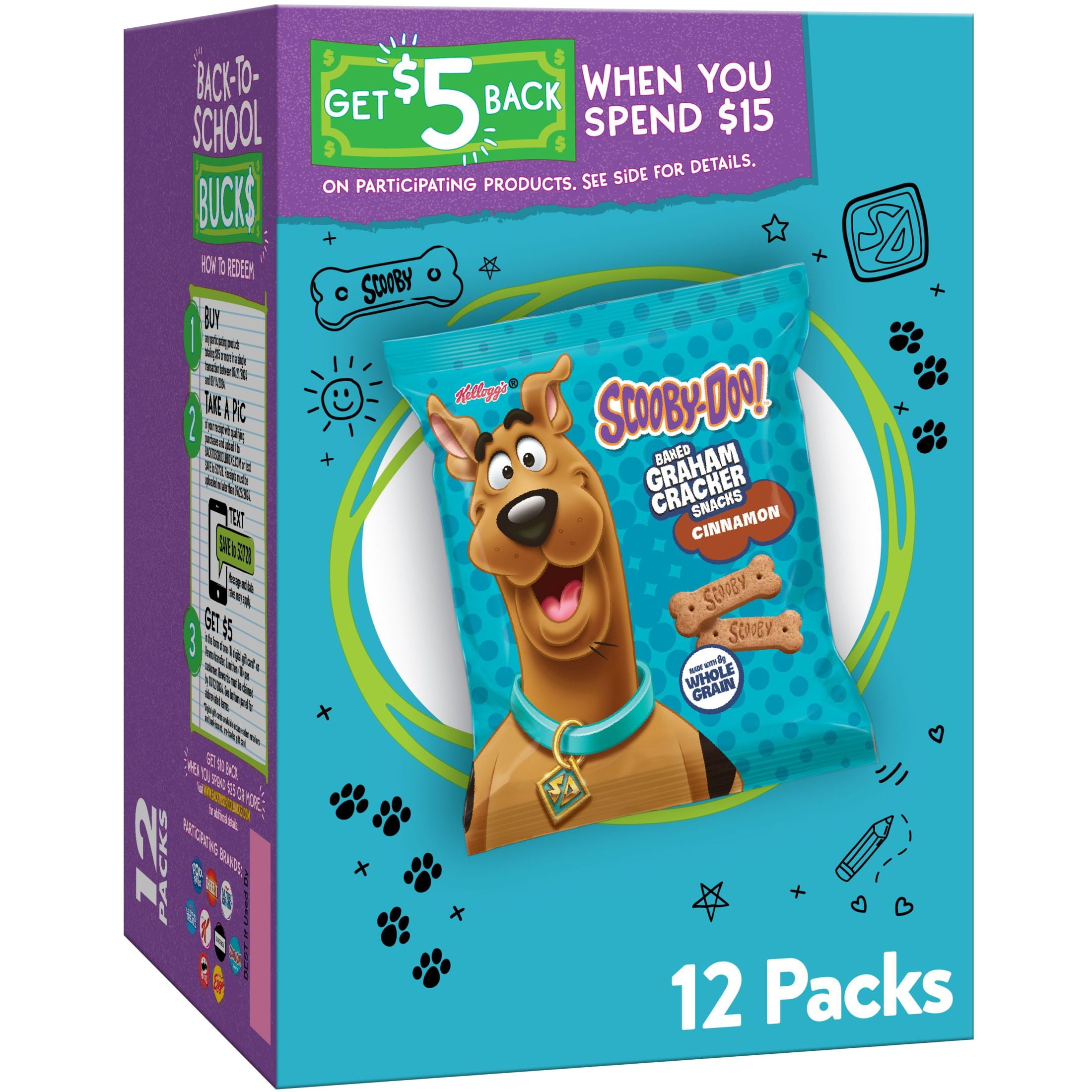 Kelloggs Cinnamon Baked Graham Cracker Sticks, Lunch Snacks, 12 Count