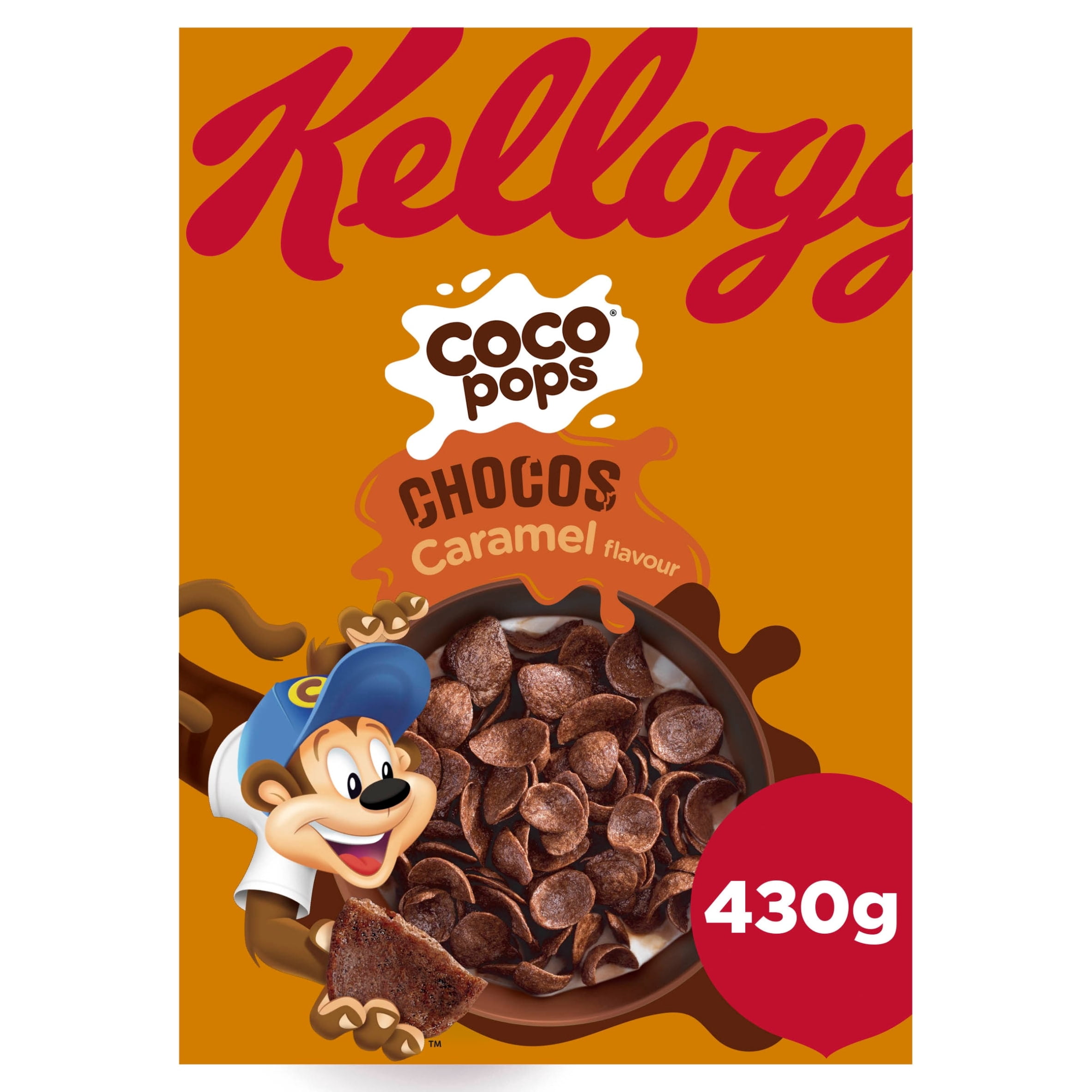 Kellogg's Coco Pops Chocos Caramel Breakfast Cereal 430g, Imported from Britain
