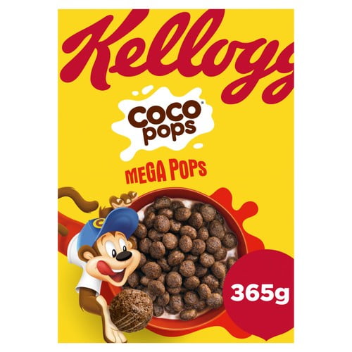 Kellogg's Coco Pops Mega Pops Breakfast Cereal 365g, British Import (Pack of 3)