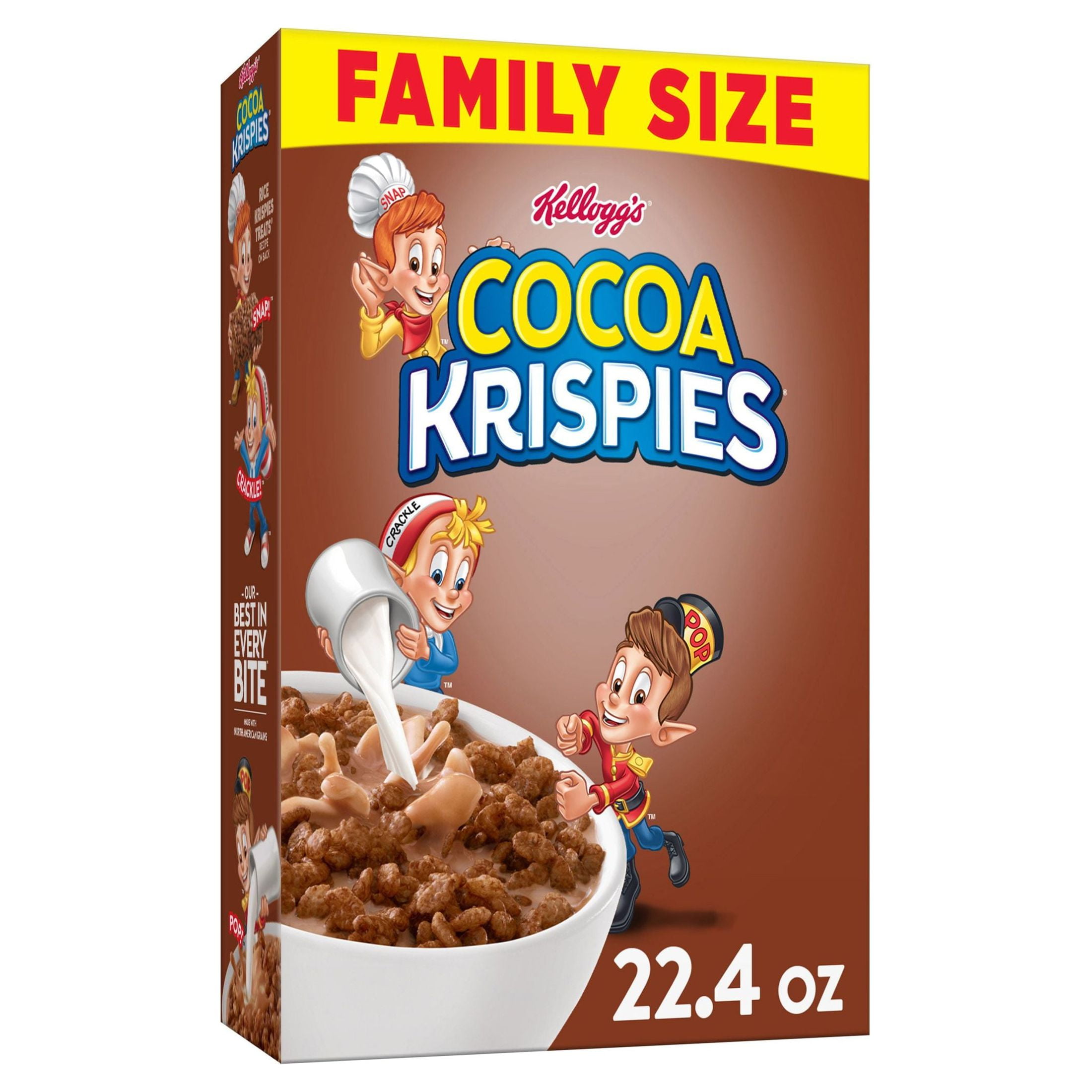 Kellogg's Cocoa Krispies Breakfast Cereal, Kids Cereal, Family Breakfast, Family Size, Original, 22.4oz Box (1 Box)