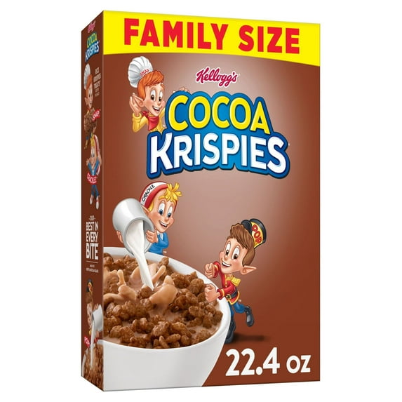 Kellogg's Cocoa Krispies Breakfast Cereal, Kids Cereal, Family Breakfast, Family Size, Original, 22.4oz Box (1 Box)