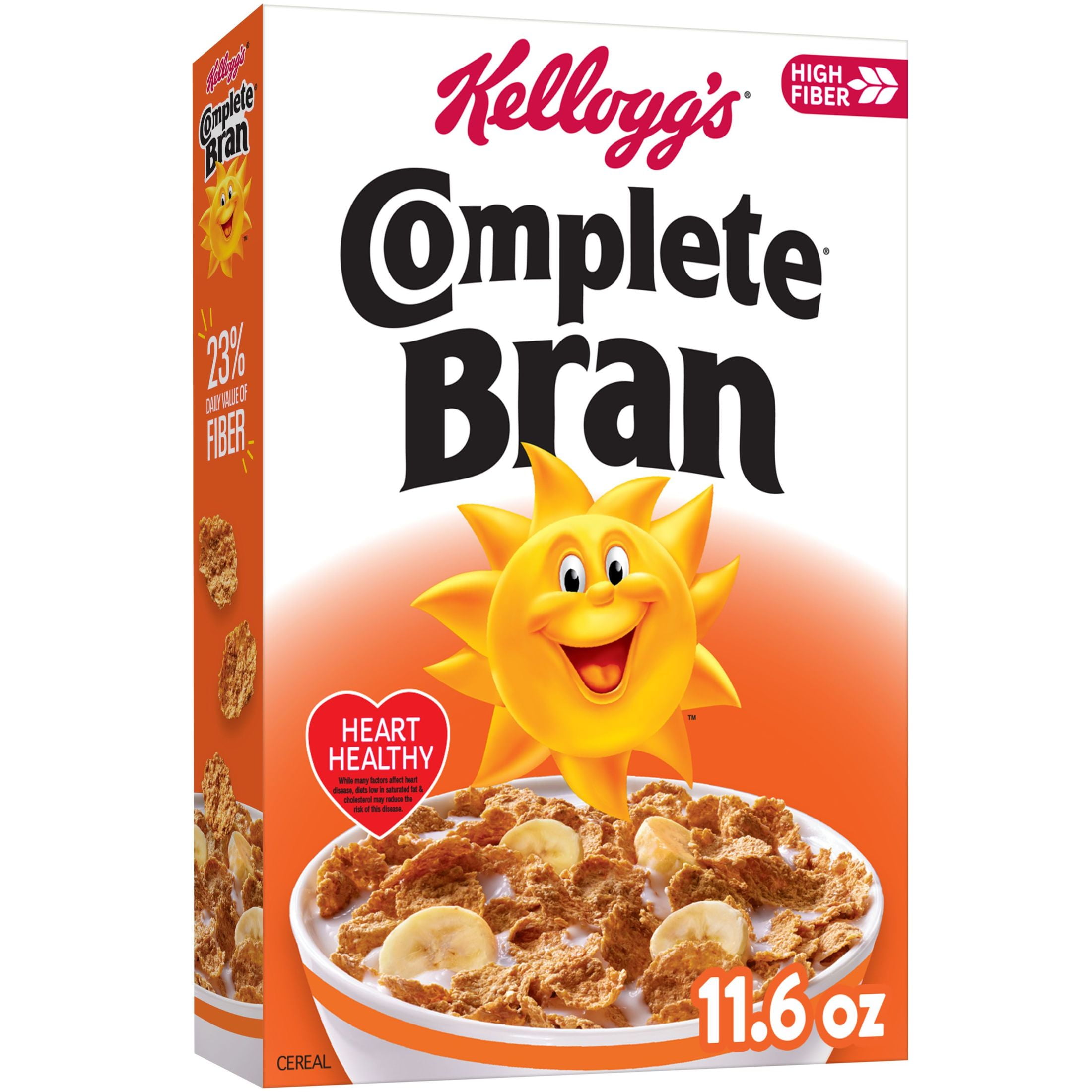 Kellogg's Complete Bran Breakfast Cereal, Fiber Cereal, Family
