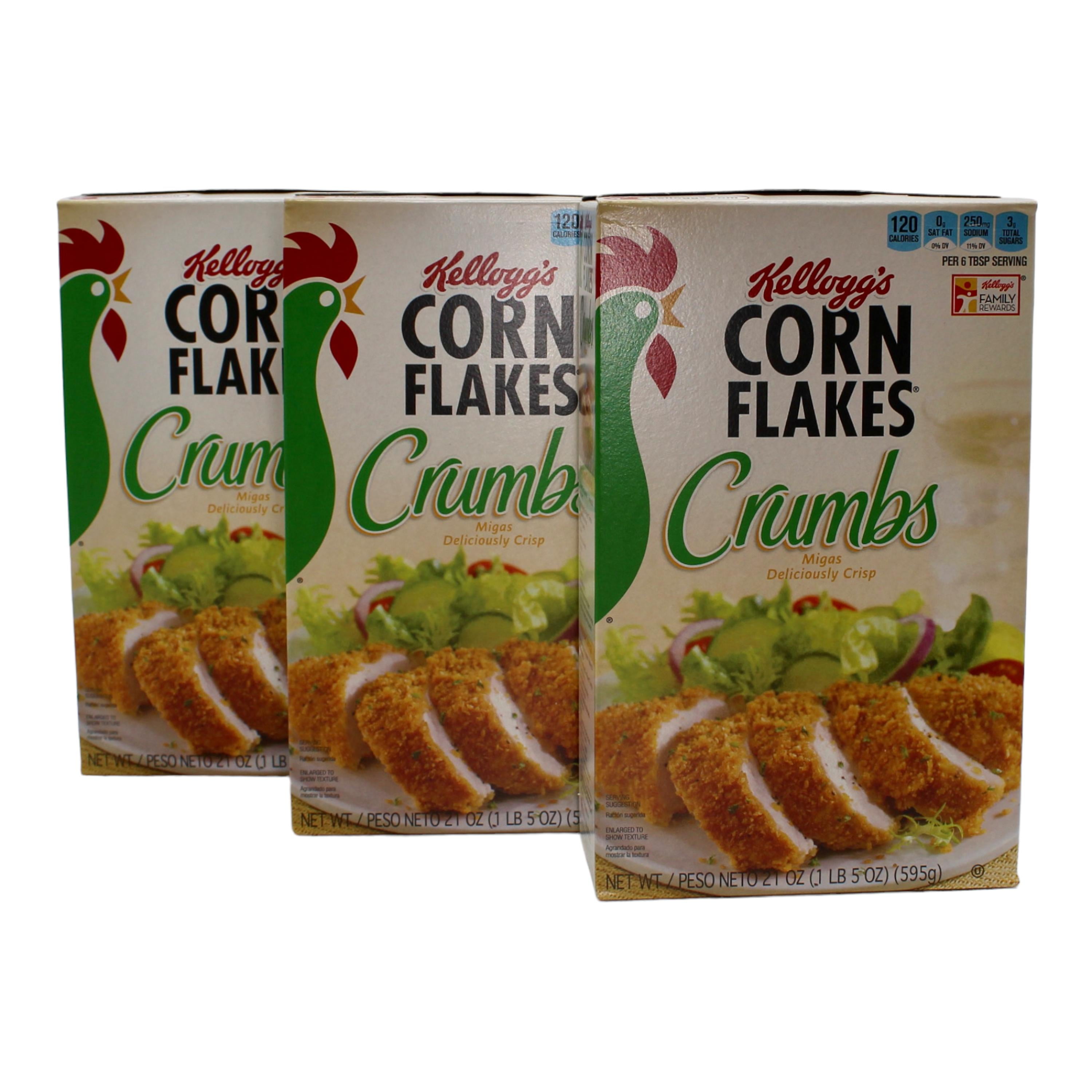 Kellogg's Corn Flakes Bread Crumbs Plain Breadcrumbs 21 oz. 3 Pack New