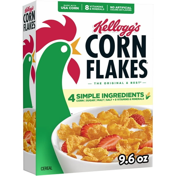 Kellogg's Corn Flakes Breakfast Cereal, 8 Vitamins and Minerals, 9.6 oz