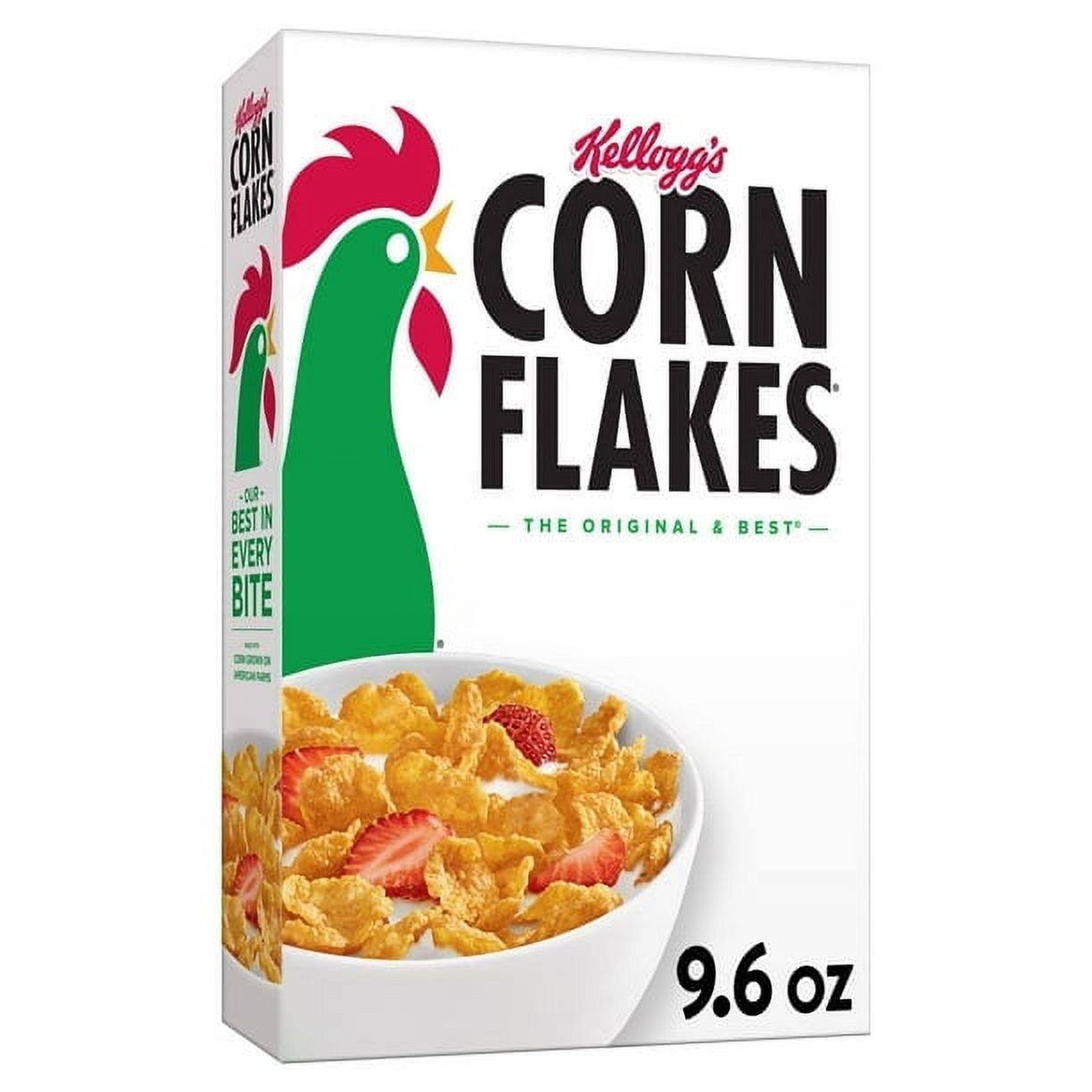 Kellogg's Corn Flakes Breakfast Cereal, 8 Vitamins and Minerals, Healthy Snacks, Original, 9.6oz (Pack 4)