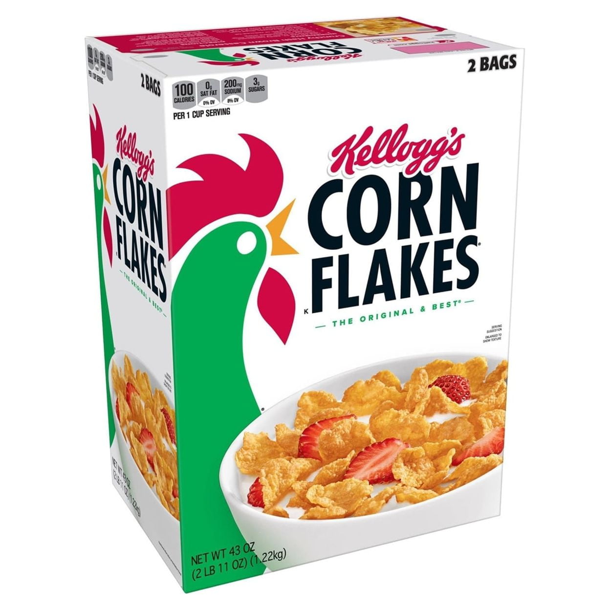 Kellogg's Corn Flakes Cereal 43.0 Total Ounce Two Bag Value Box