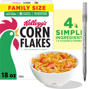 Kellogg's Corn Flakes Corn Flakes Breakfast Cereal, 8 Vitamins & Minerals, Family Size with pan