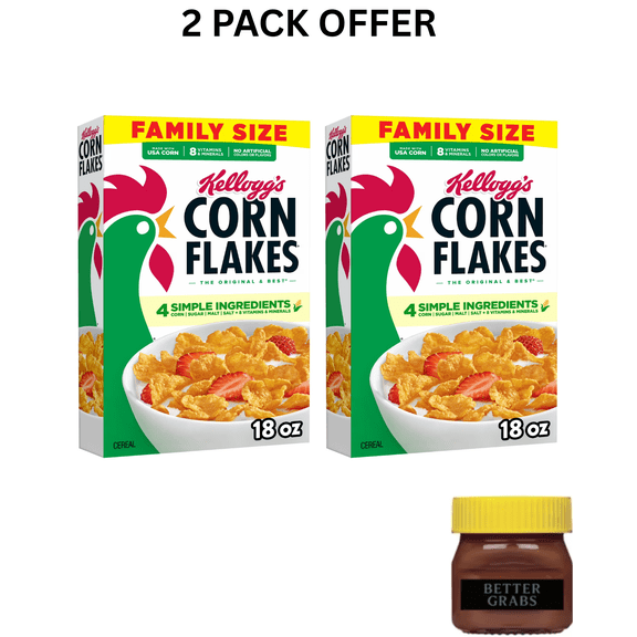 Kellogg's Corn Flakes Original Breakfast Cereal, 8 Vitamins and Minerals, 18 oz, Family Size