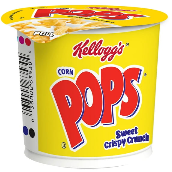 Kellogg's Corn Pops Breakfast Cereal Cups, 8 Vitamins and Minerals, Kids Snacks, Original, 9oz Tray (6 Cups)