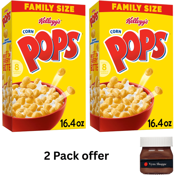 Kellogg's Corn Pops Breakfast Cereal, Kids Cereal, Family Breakfast, Family Size, Original, 16.4oz Box (1 Box)