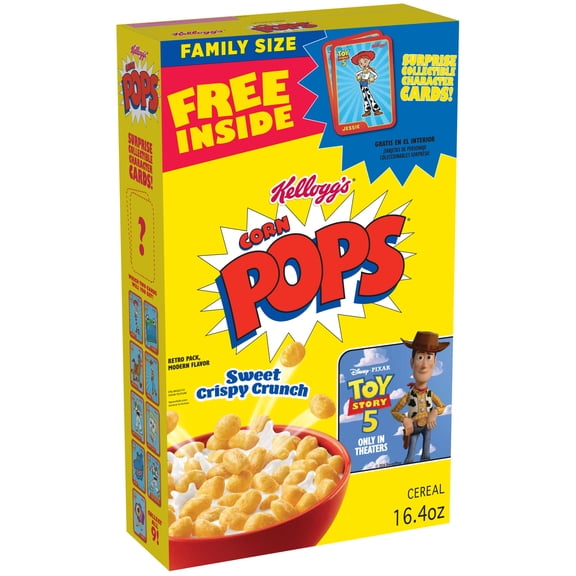 Kellogg's Corn Pops Original Breakfast Cereal, 8 Vitamins and Minerals, Family Size, 16.4 oz