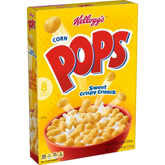 Kellogg's Corn Pops, Cold Breakfast Cereal, 8 Vitamins and Minerals, Kids Snacks, Original, 7.8oz Box (1 Box)
