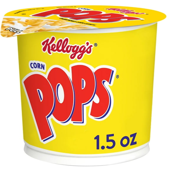 Kellogg's Corn Pops Cold Breakfast Cereal Cup, 8 Vitamins and Minerals, Single Serve, Original, 1.5oz Cup (1 Cup)
