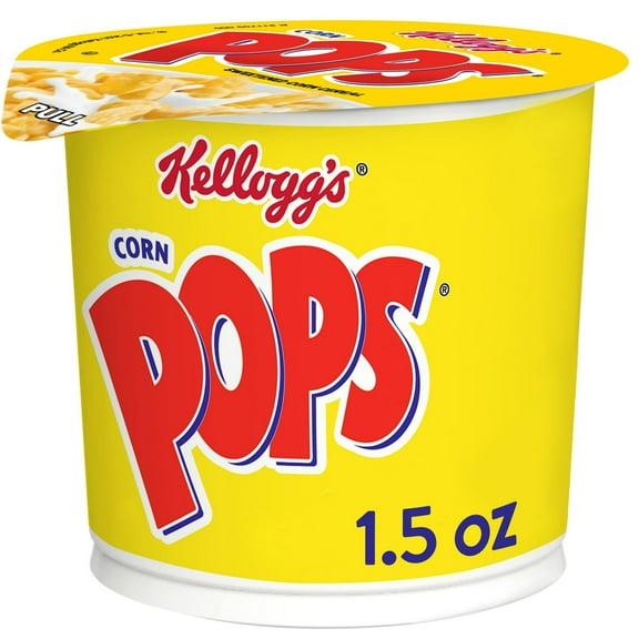 Kellogg's Corn Pops Cold Breakfast Cereal Cup, 8 Vitamins and Minerals, Single Serve, Original, 1.5oz (Pack 8)