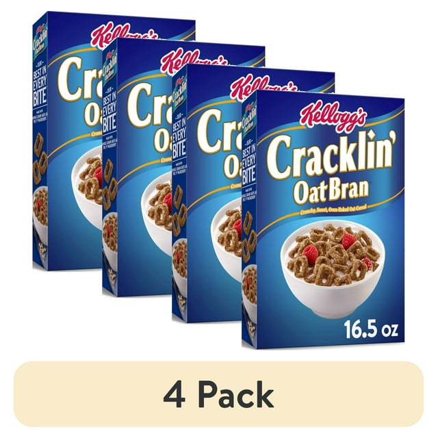 (4 pack) Kellogg's Cracklin' Oat Bran Original Breakfast Cereal, 16.5