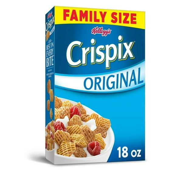 Kellogg's Crispix Cold Breakfast Cereal, 8 Vitamins and Minerals, Family Size, Original, 18oz Box (1 Box)pack of 4