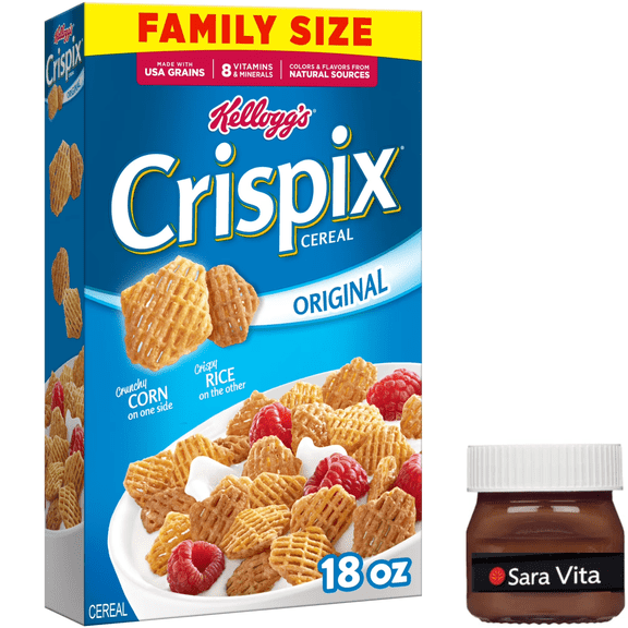 Kellogg's Crispix Cold Breakfast Cereal, 8 Vitamins and Minerals, Family Size, Original, 18oz Box (1 Box)