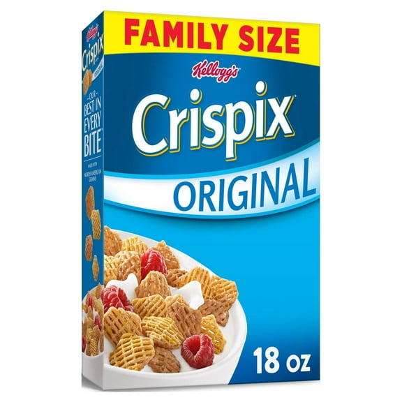 Kellogg's Crispix Cold Breakfast Cereal, 8 Vitamins and Minerals, Family Size, Original, 18oz (Pack 4)