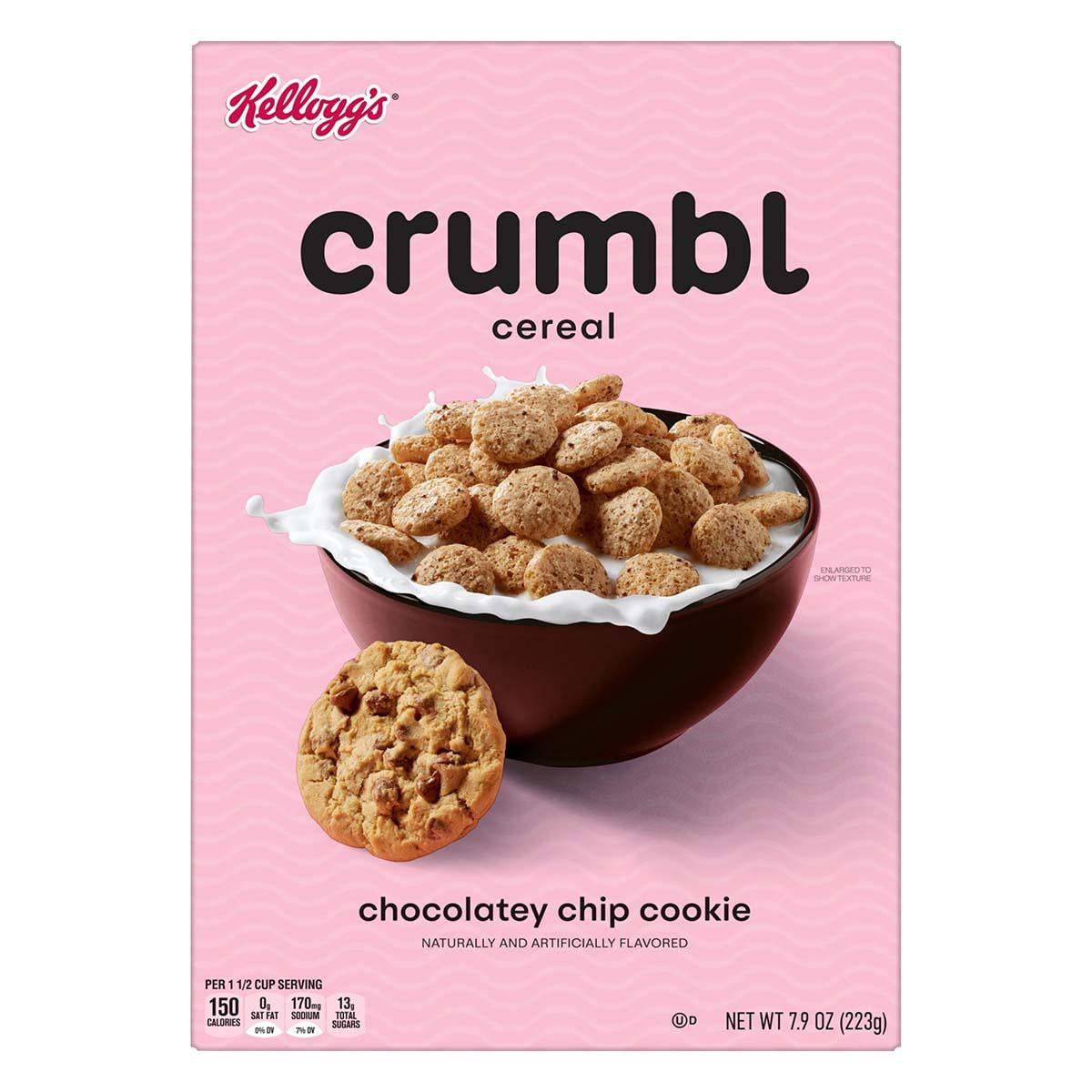 Kellogg's Crumbl Cereal Chocolatey Chip Cookie, 7.9 oz, Crumbl Chocolatey Chip Cookie Cereal, Kellogg's Crumbl Cereal, 7.9oz Cereal, Cookie Cereal, Sweet Cereal