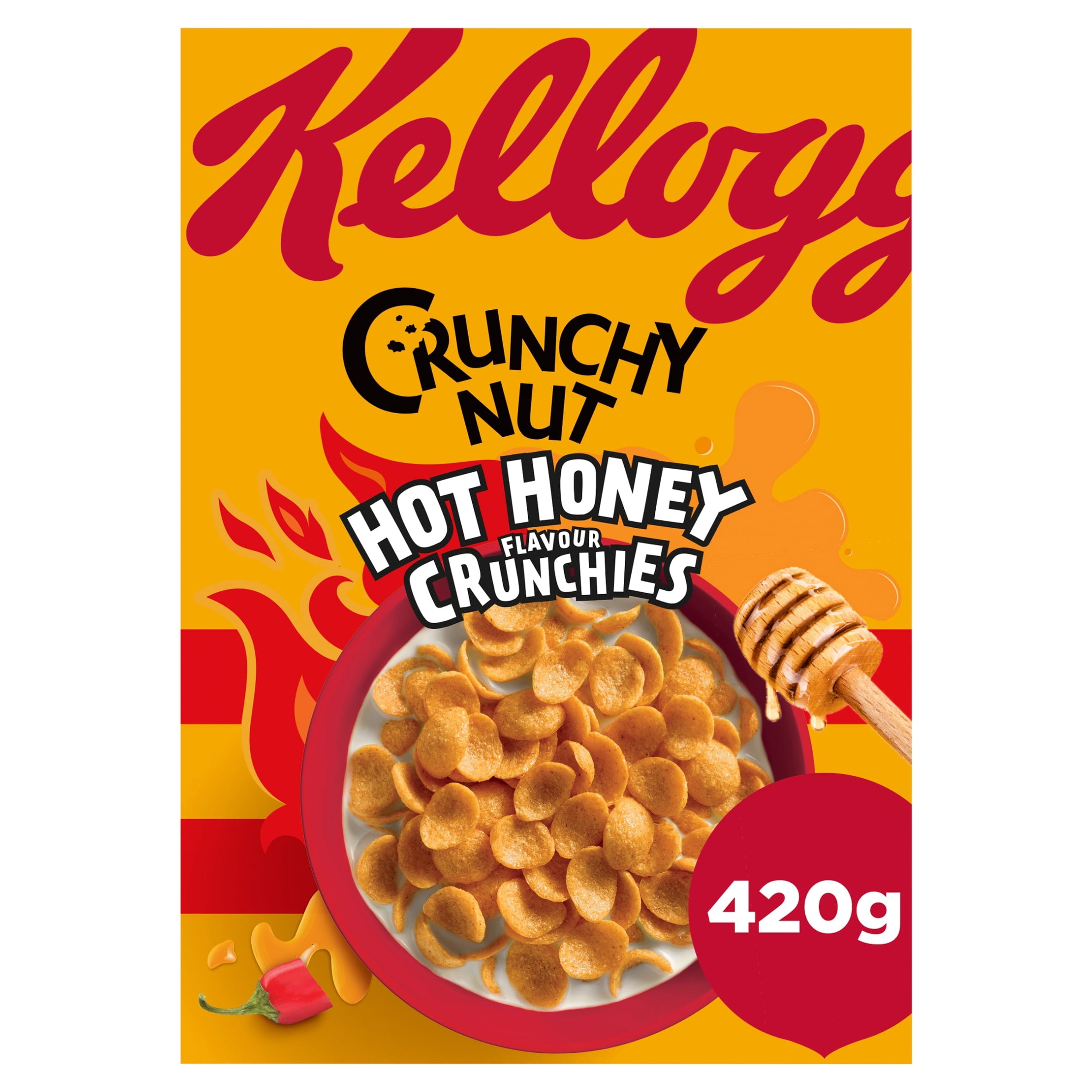 Kellogg's Crunchy Nut Hot Honey Breakfast Cereal 420g, Imported from Britain