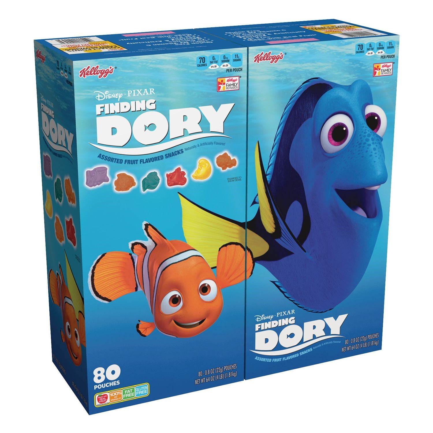 Kellogg's Disney Pixar Finding Dory Fruit Snacks, 80 Ct