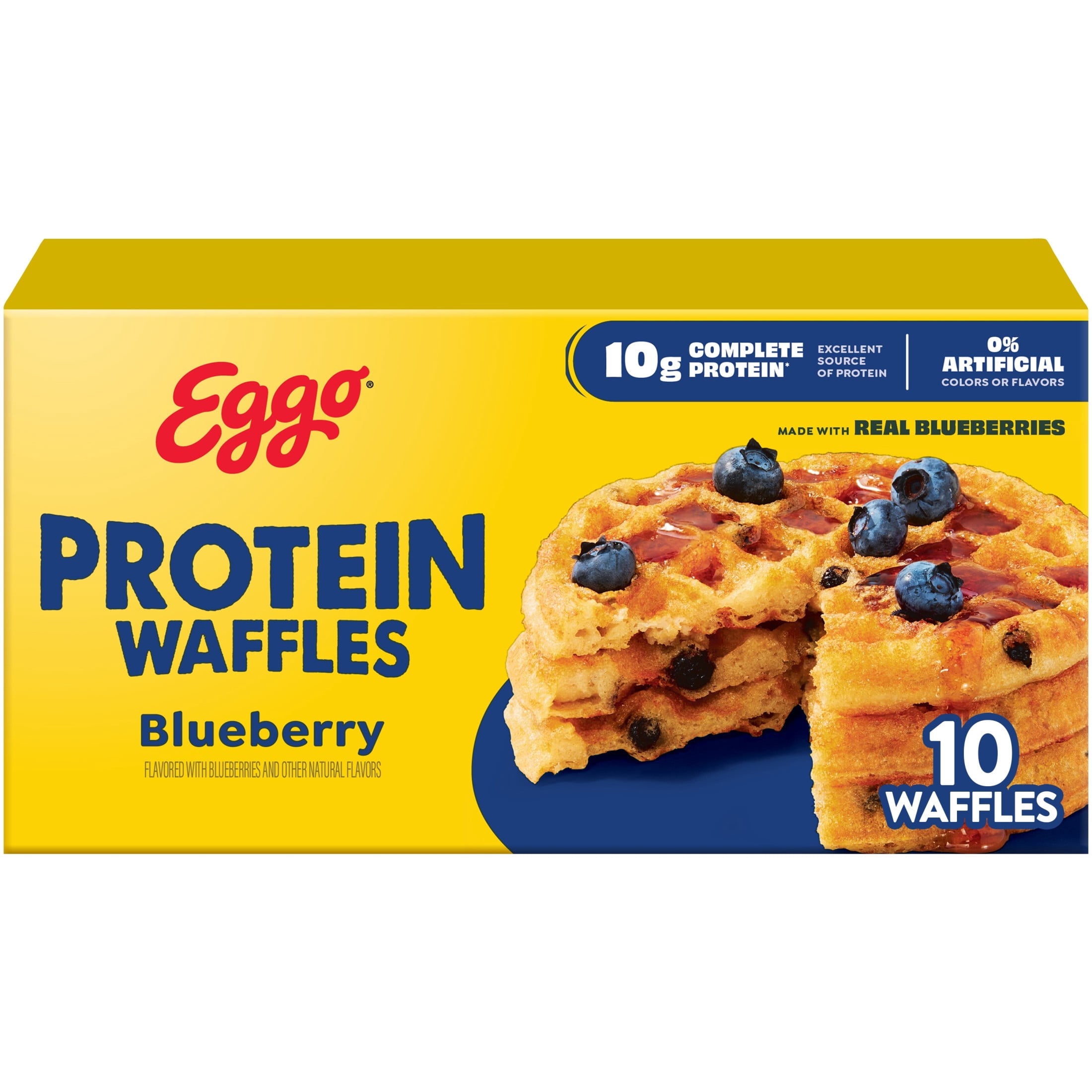 Eggo Protein Blueberry Waffles, Frozen Breakfast, 12.3 oz, 10 Count