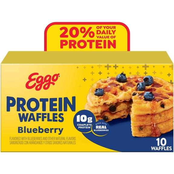 Eggo Protein Blueberry Waffles, Frozen Breakfast, 12.3 oz, 10 Count