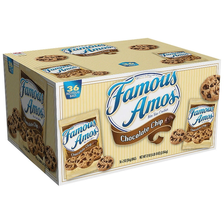 Famous Amos Cookies, Chocolate Chip, 2 oz Bag, 36/Carton, Ships in 1-3 Business Days Famous Amos Cookies, Chocolate Chip, 2 oz Bag, 36/Carton, Ships in 1-3 Business Days