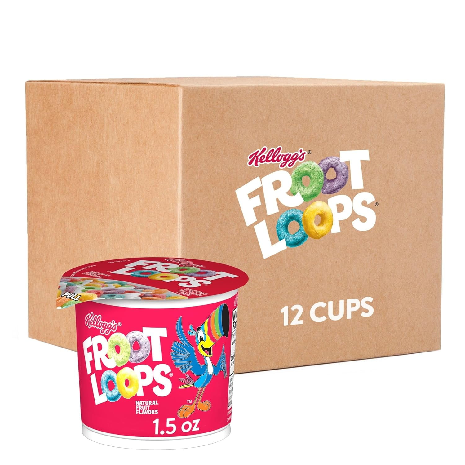 Kellogg's Froot Loops Breakfast Cereal Cups, Fruit Flavored, Breakfast