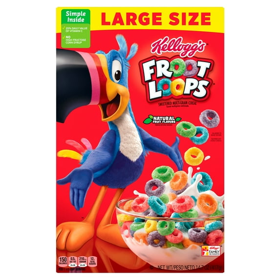 Kellogg's Froot Loops Breakfast Cereal, Fruit Flavored, Original, 14.7oz, 1 Box