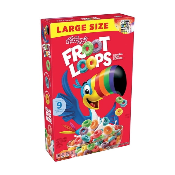 Kellogg's Froot Loops Breakfast Cereal, 13.2 oz Box (Pack of 12)
