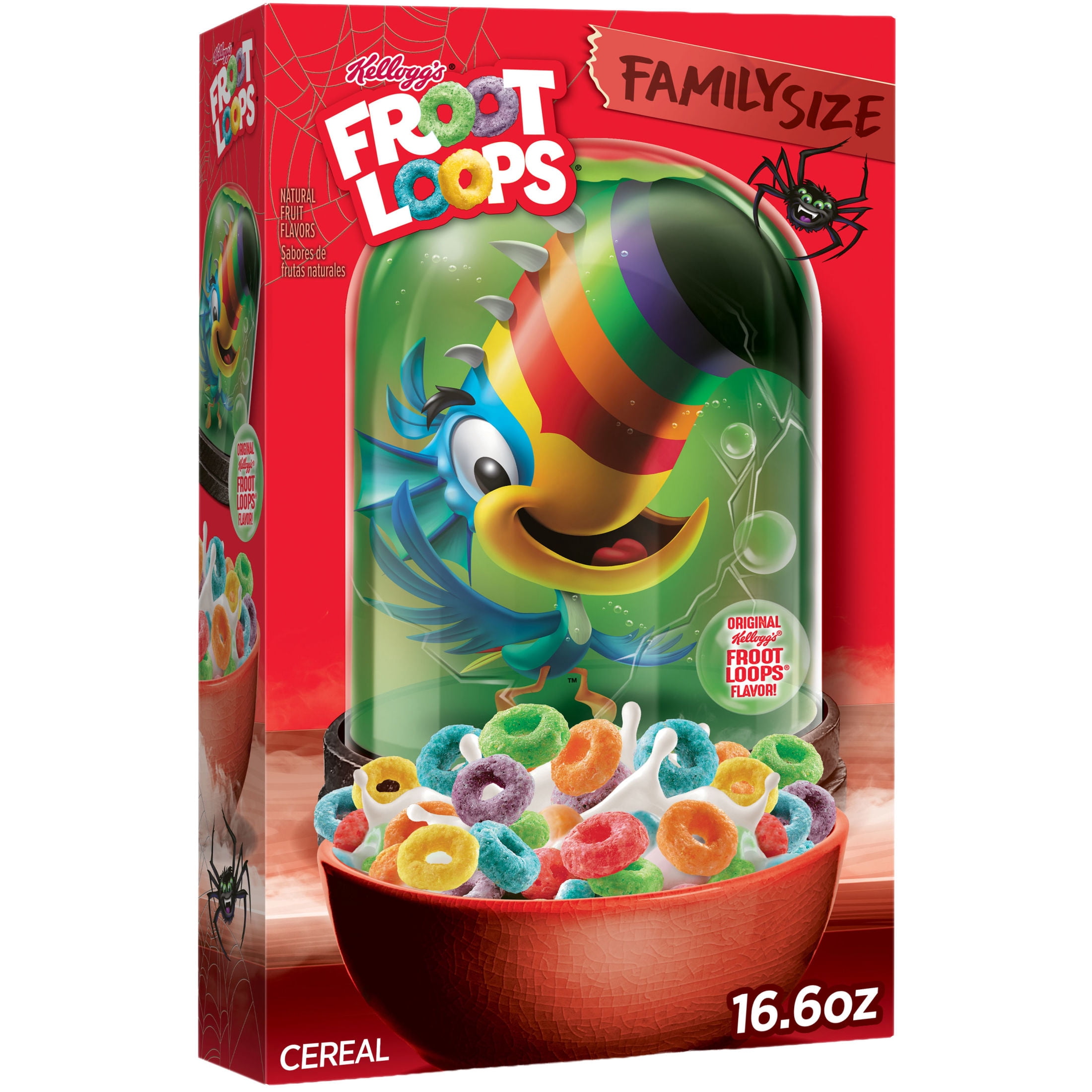 Kellogg's Froot Loops Original Breakfast Cereal, Good Source of Fiber, Family Size, 16.6  oz