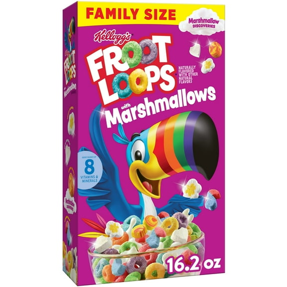 Kellogg's Froot Loops Breakfast Cereal, Kids Cereal, Family Breakfast, Family Size, Original with Marshmallows, 16.2oz Box (1 Box)pack of 2