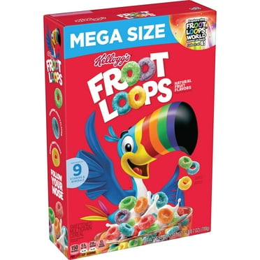 Kellogg's Froot Loops Breakfast Cereal, Kids Cereal, Family Breakfast, Mega Size, Original, 24.7oz Box (1 Box)