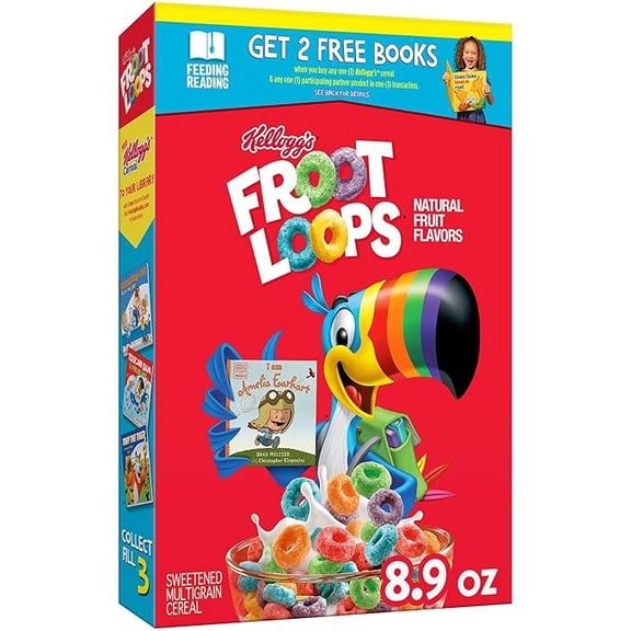 Kelloggs Froot Loops Breakfast Cereal, Kids Cereal, Family Breakfast, Original, 8.9oz Box (1 Box)