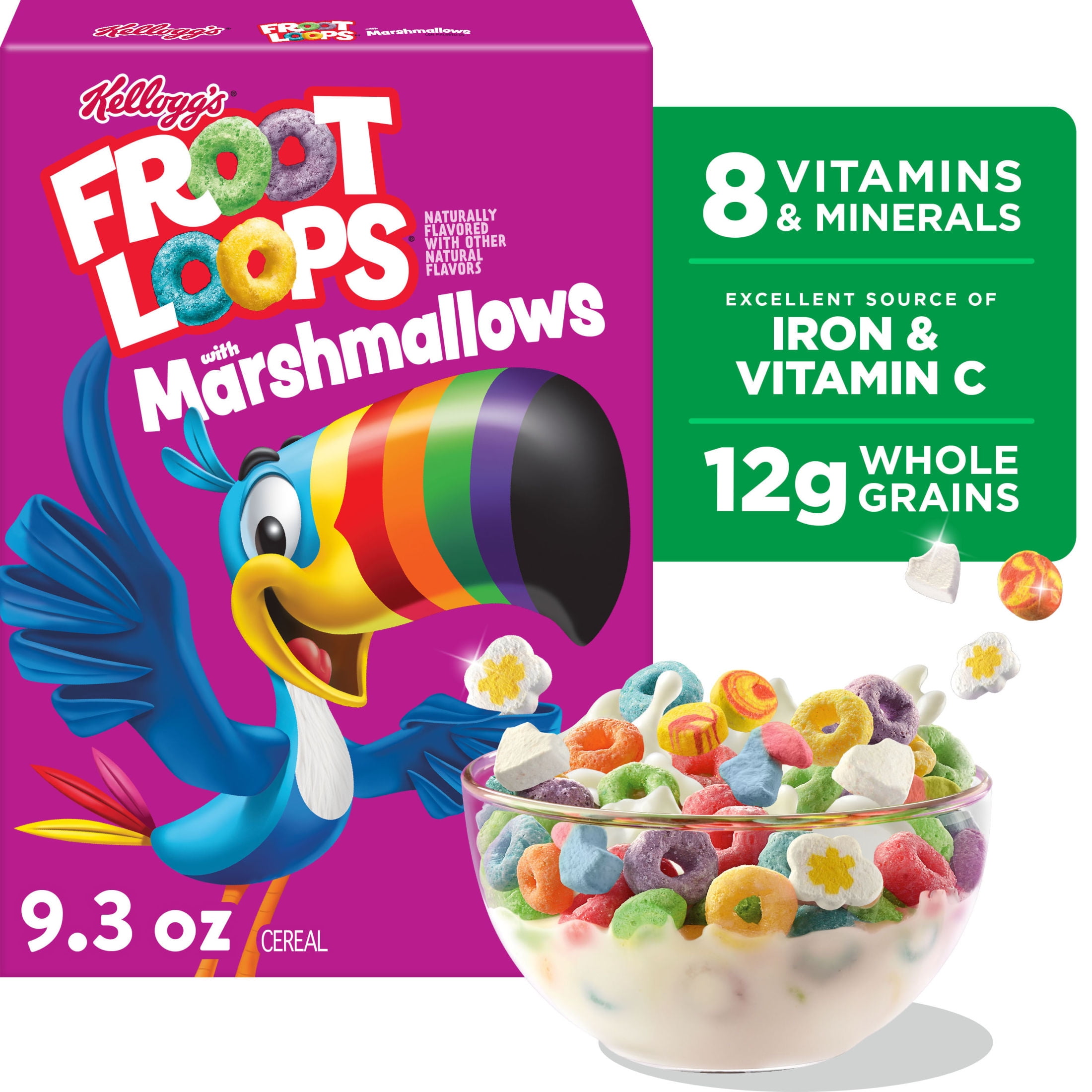 Kellogg's Froot Loops with Marshmallows Breakfast Cereal, 12g Whole Grains, 9.3 oz