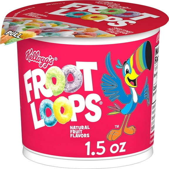 Kellogg's Froot Loops Cold Breakfast Cereal Cup, Fruit Flavored, Breakfast Snacks with Vitamin C, Original, 1.5oz Cup (1 Cup) pack of 6