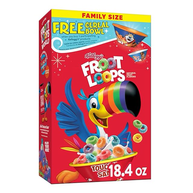 Kellogg's Froot Loops Cold Breakfast Cereal, Fruit Flavored, Breakfast