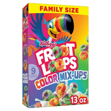 product image of Kellogg's Froot Loops Color Mixups Original Cold Breakfast Cereal, Family Size, 13 oz Box