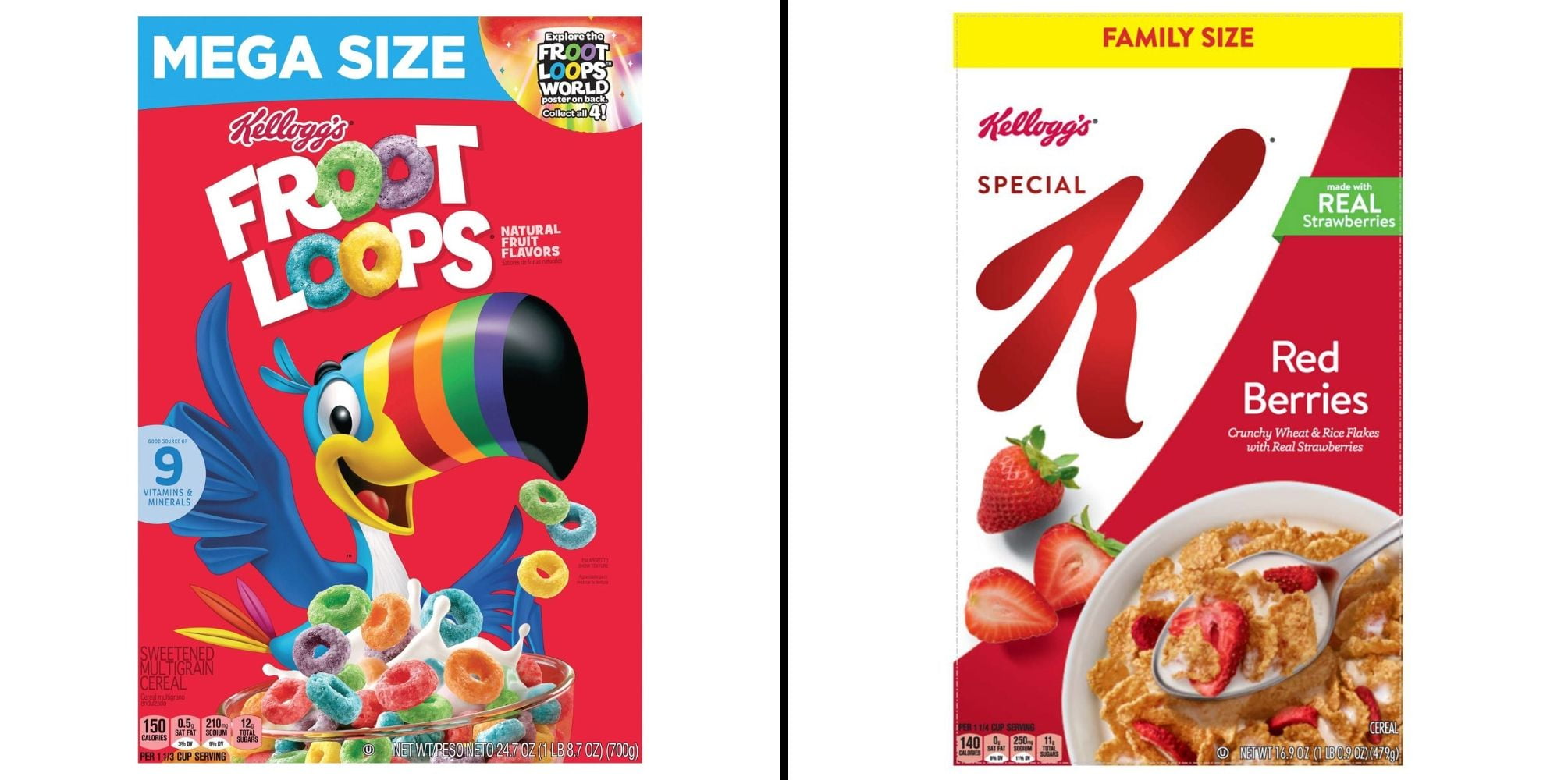Kellogg's Froot Loops Original Breakfast 24.7 oz & Kellogg's Special K Red Berries Cold Breakfast Cereal 16.9 oz