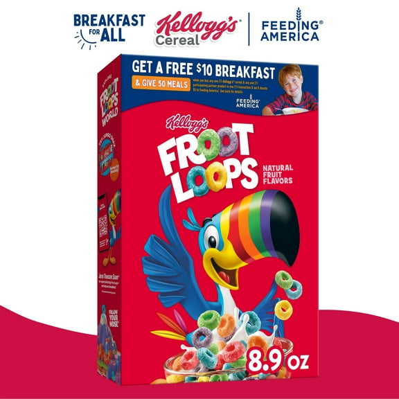 Kellogg's Froot Loops Original Breakfast Cereal, 8.9 oz Box