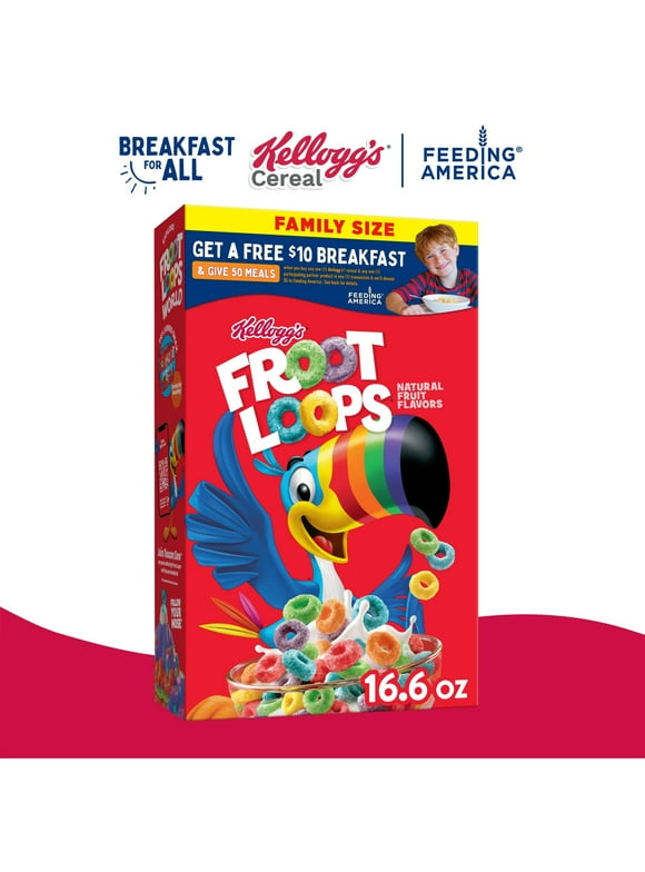 Kellogg's Froot Loops Original Breakfast Cereal, Family Size, 16.6 oz Box