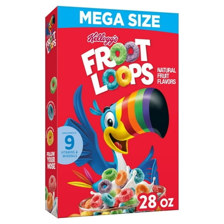 Kellogg's Froot Loops Original Breakfast Cereal, Mega Size, 28 oz Box