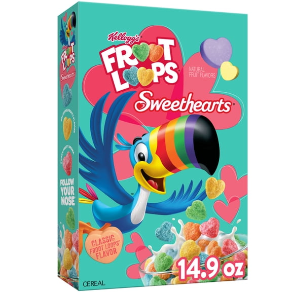 Kellogg's Froot Loops Original Breakfast Cereal, Valentine's Day Cereal, 14.9 oz