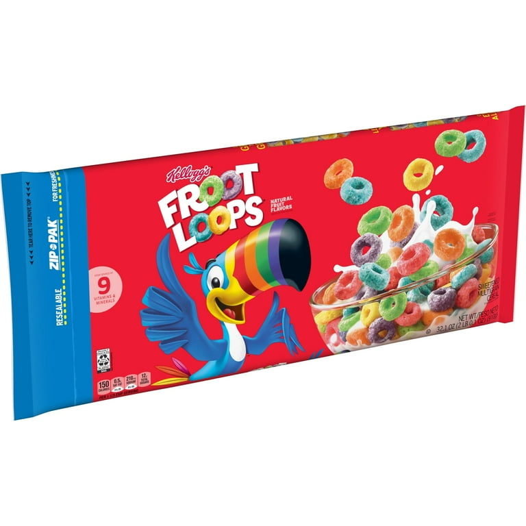 Kellogg's Froot Loops Original Cold Breakfast Cereal, Family Size, 19.4 oz  Box