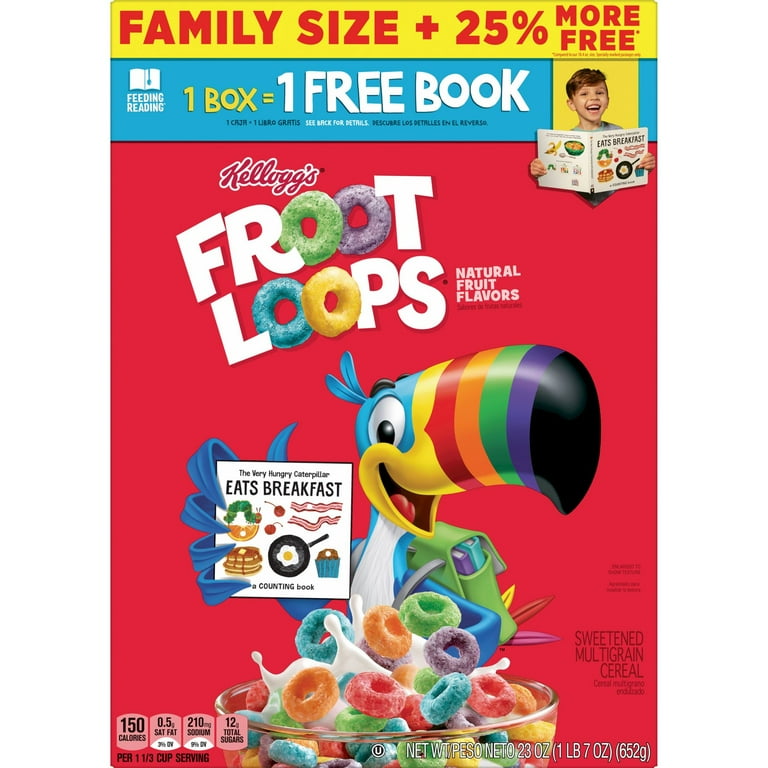 Kellogg's Froot Loops Original Cold Breakfast Cereal, Family Size, 23 oz Box